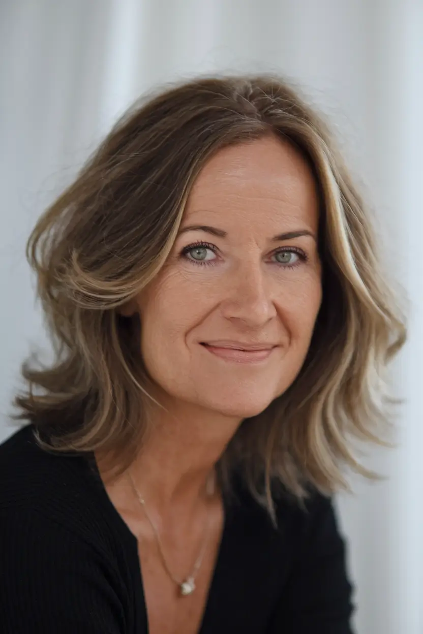 Winter Hairstyles & Color 2025-2026 for Women Over 40 Soft Layered Mid-Length Style