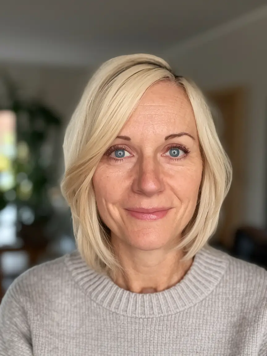 Winter Hairstyles & Color 2025-2026 for Women Over 40 Chic Short Blonde Bob