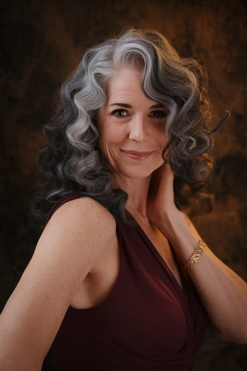 Winter Hairstyles & Color 2025-2026 for Women Over 40 Glamorous Silver Curls