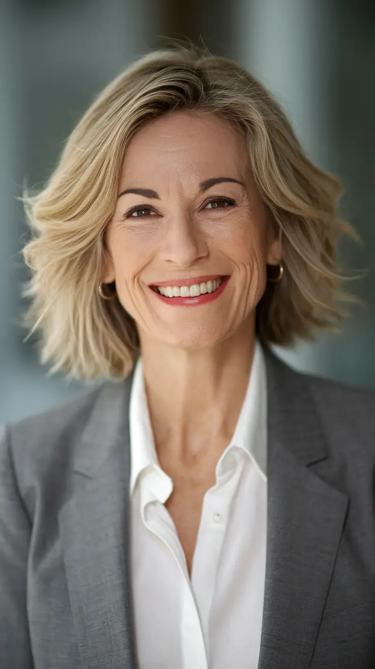 Winter Hairstyles & Color 2025-2026 for Women Over 40 Power Bob for the Office