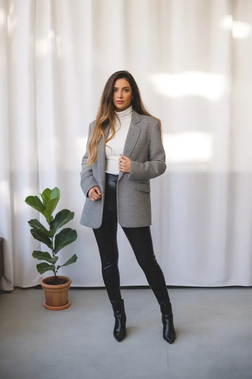 winter office outfits for work ideas 2025 - 2026 Checked Blazer Authority