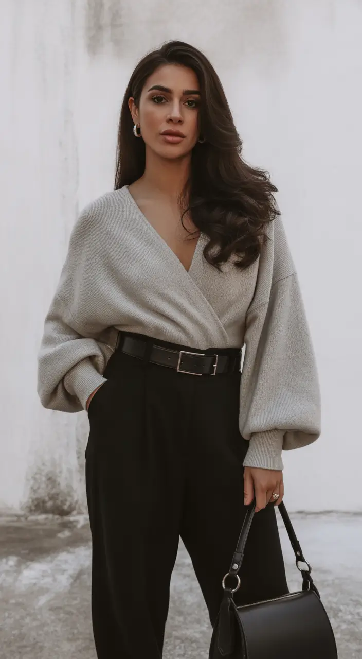 winter office outfits for work ideas 2025 - 2026 Soft Wrap Elegance