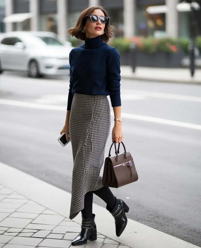 winter office outfits for work ideas 2025 - 2026 Navy & Checks Balance