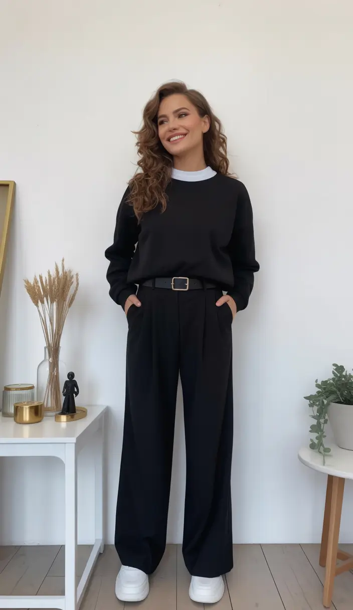 winter office outfits for work ideas 2025 - 2026 Sporty Black Ensemble