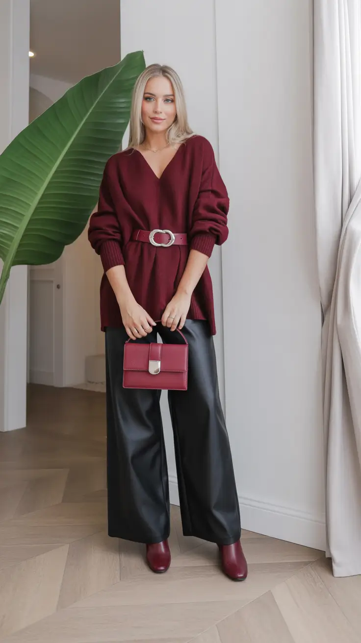 winter office outfits for work ideas 2025 - 2026 Deep Red Statement