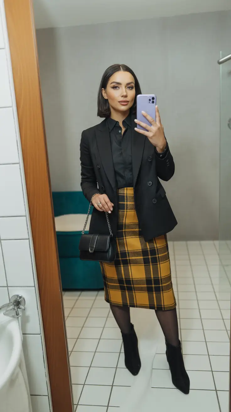winter office outfits for work ideas 2025 - 2026 Plaid Pencil Confidence