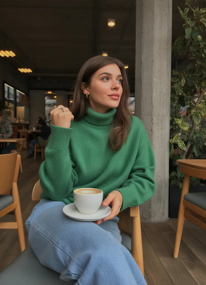 winter outfit inspo ideas 2025 / 2026 Cafe Green Knit