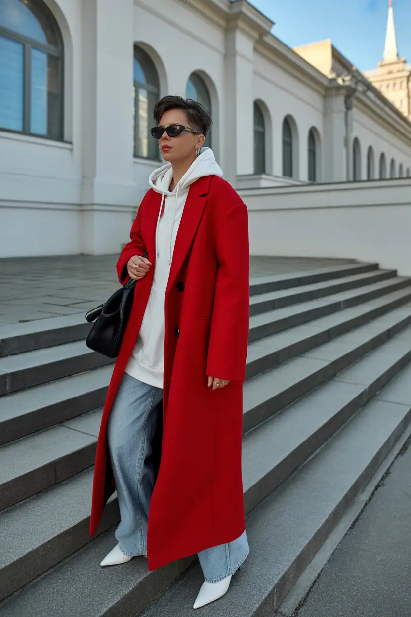 winter outfit inspo ideas 2025 / 2026 Red Coat Statement