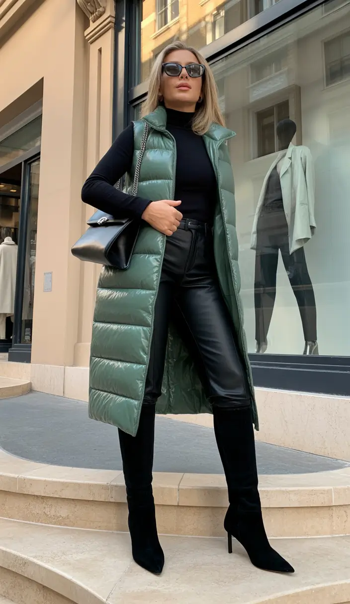 winter outfits cold Weather ideas 2025 / 2026 Longline Puffer Vest Sharpness