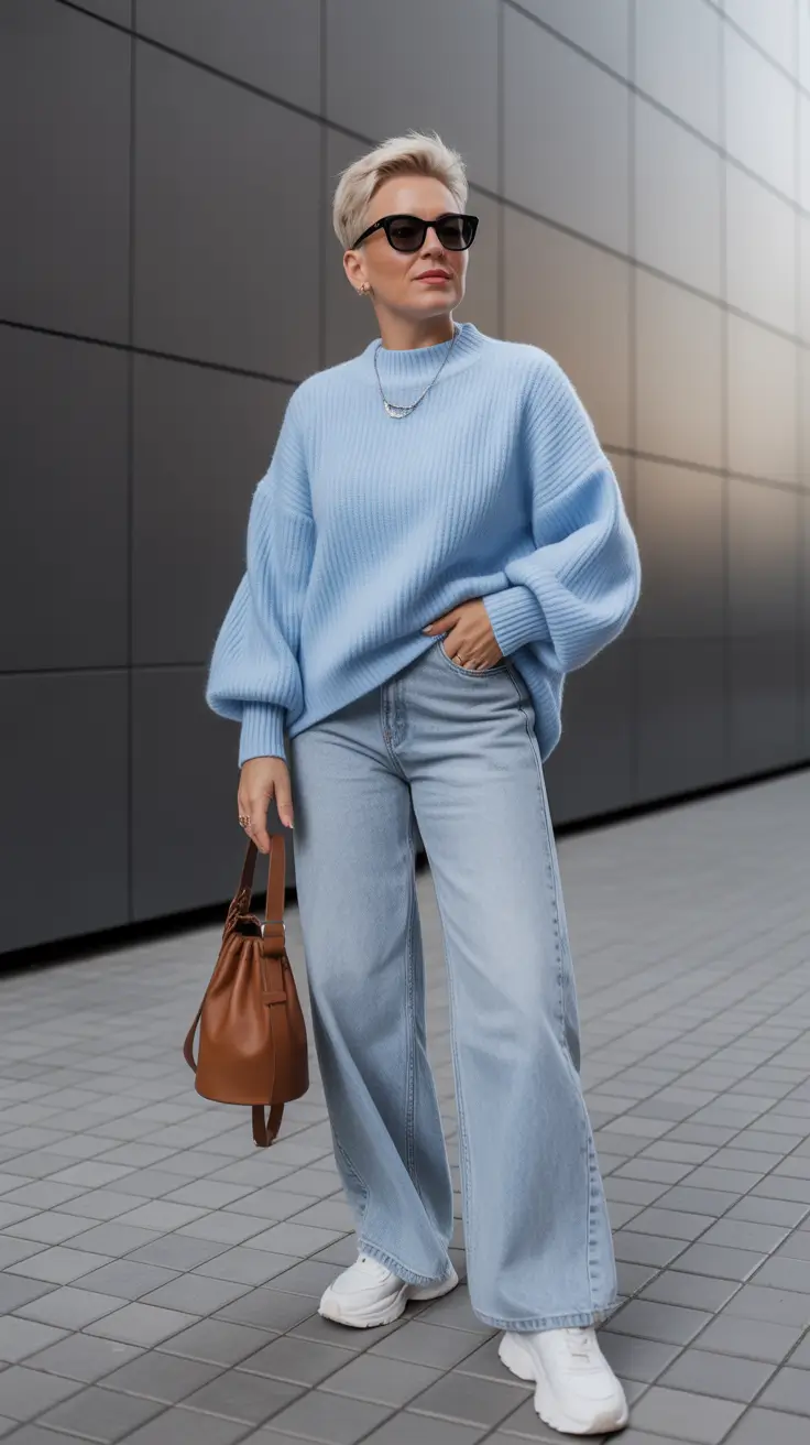 winter outfits cold Weather ideas 2025 / 2026 Soft Blue Casual Cool