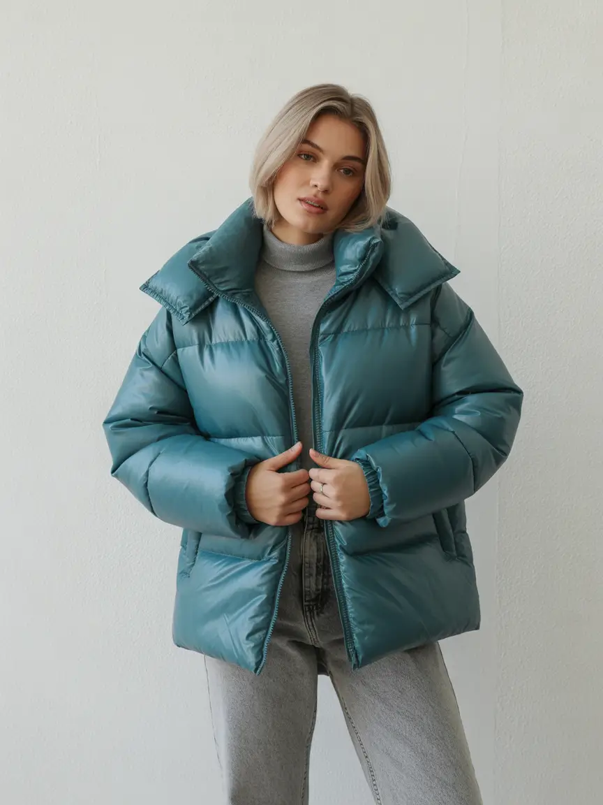 winter outfits ideas 2025 / 2026 Steel Blue Puffer Ease