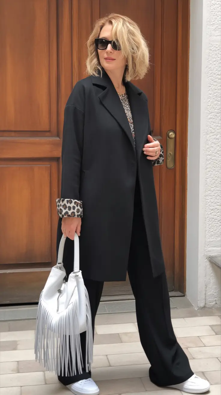 Winter Outfits Over 40 Style Guide 2025 - 2026 Minimalist Black Coat with a Bold Twist