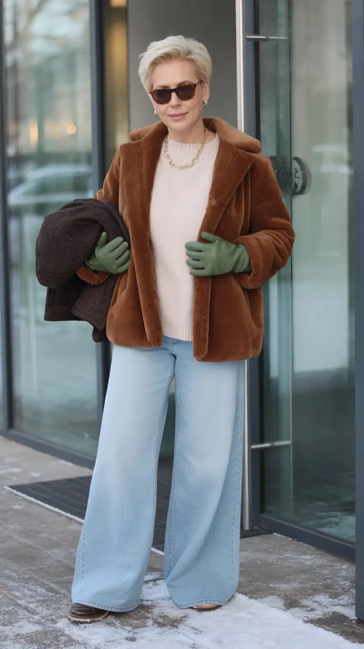 Winter Outfits Over 40 Style Guide 2025 - 2026 Retro Vibes with Faux Fur and Denim