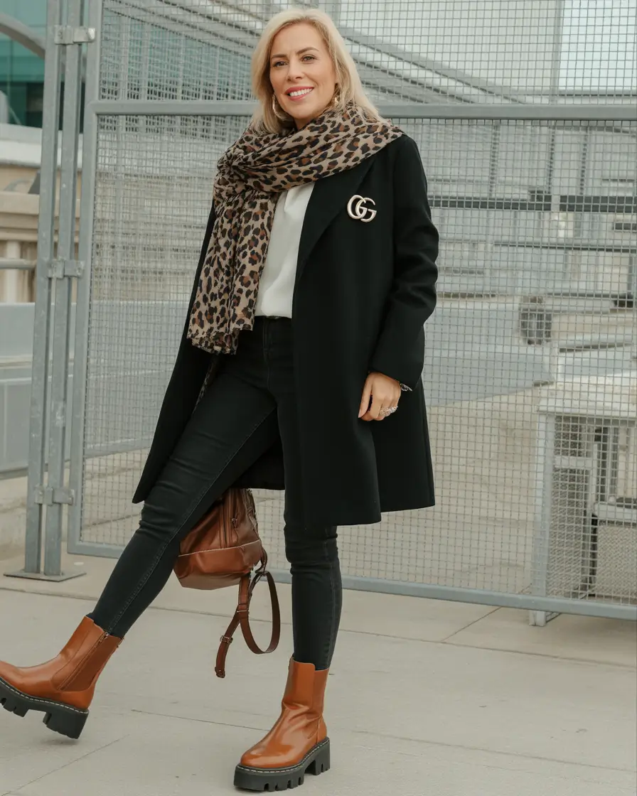 Winter Outfits Over 40 Style Guide 2025 - 2026 Smart Casual with Leopard and Boots