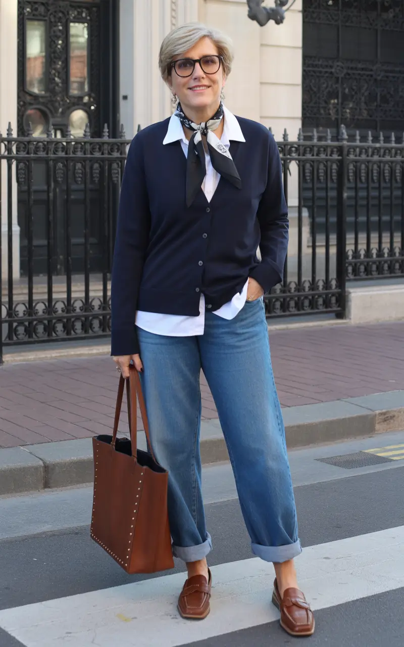 Winter Outfits Over 40 Style Guide 2025 - 2026 Parisian Flair with Scarf and Cardigan