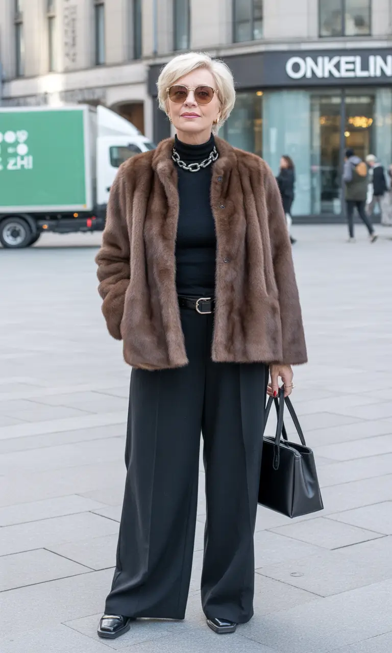 Winter Outfits Over 40 Style Guide 2025 - 2026 Classic Black and Luxe Fur
