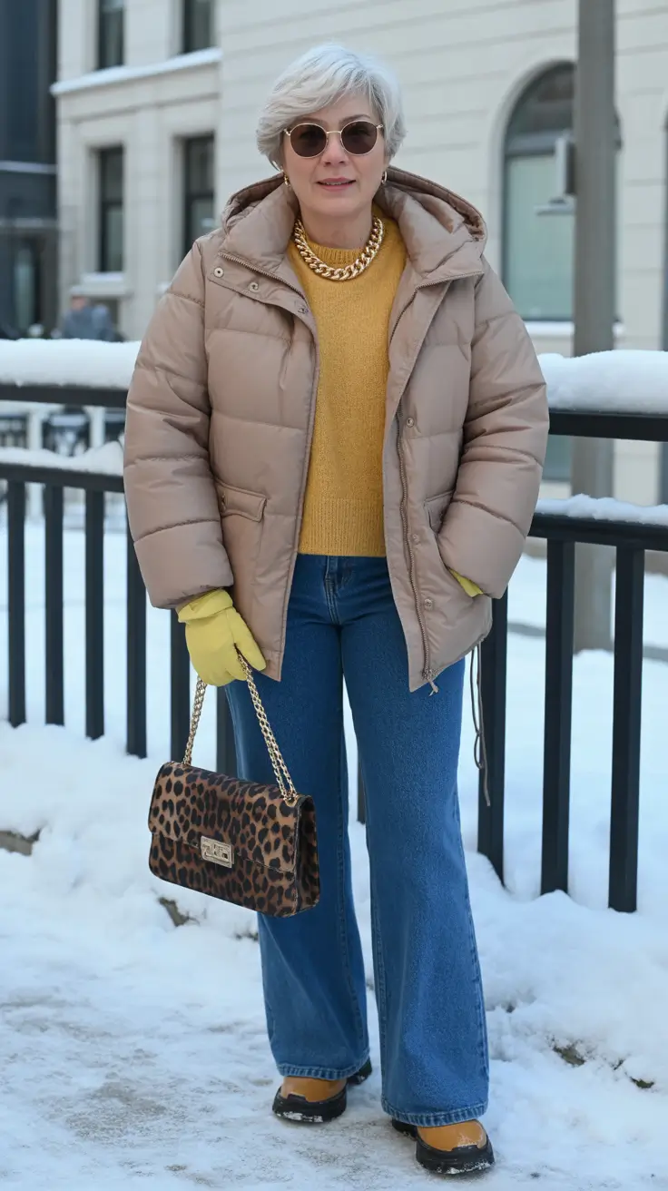 Winter Outfits Over 40 Style Guide 2025 - 2026 Golden Warmth with Denim