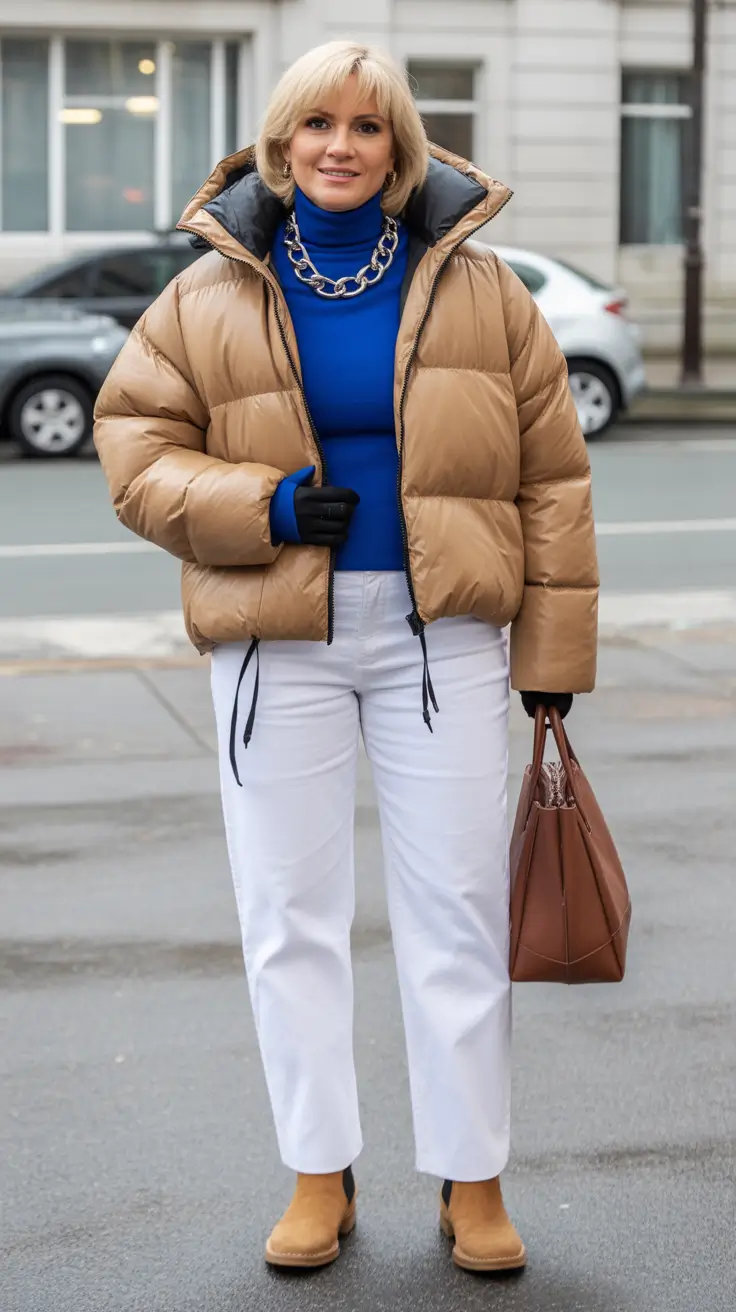 Winter Outfits Over 40 Style Guide 2025 - 2026 Bold Blue with Winter Whites