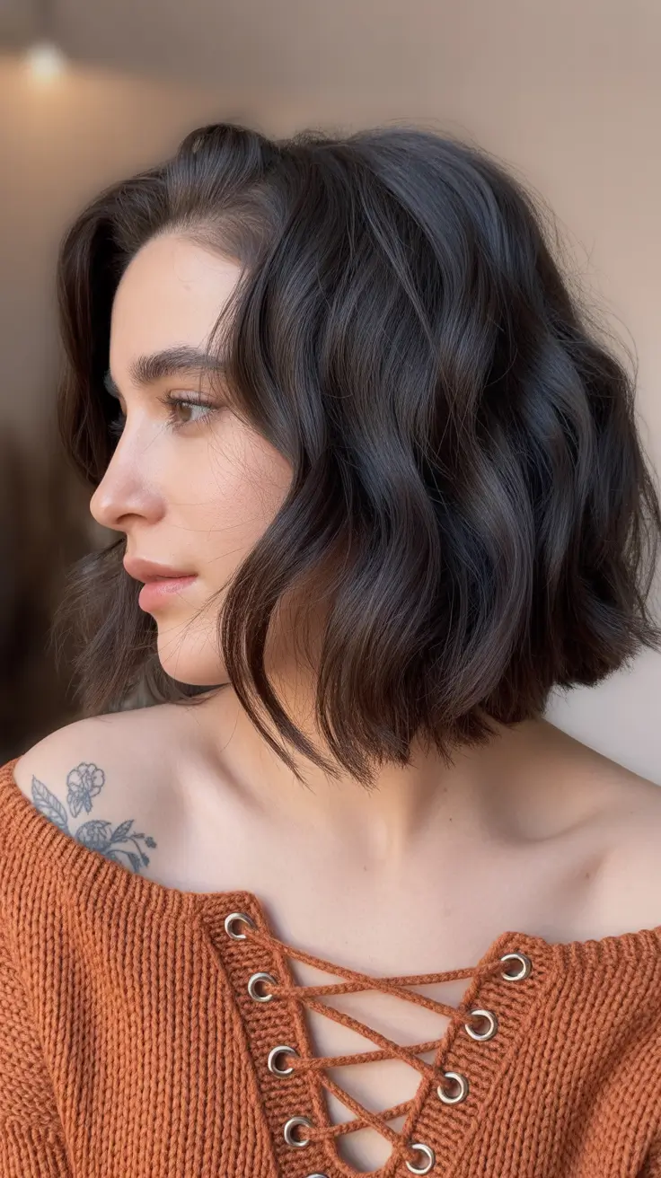Bob Haircuts Ideas Winter 2025-2026 Wavy Chestnut Bob
