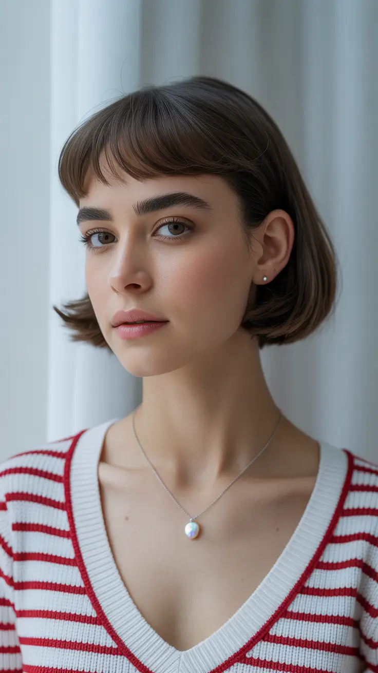 Bob Haircuts Ideas Winter 2025-2026 Soft Retro Bob with Baby Bangs
