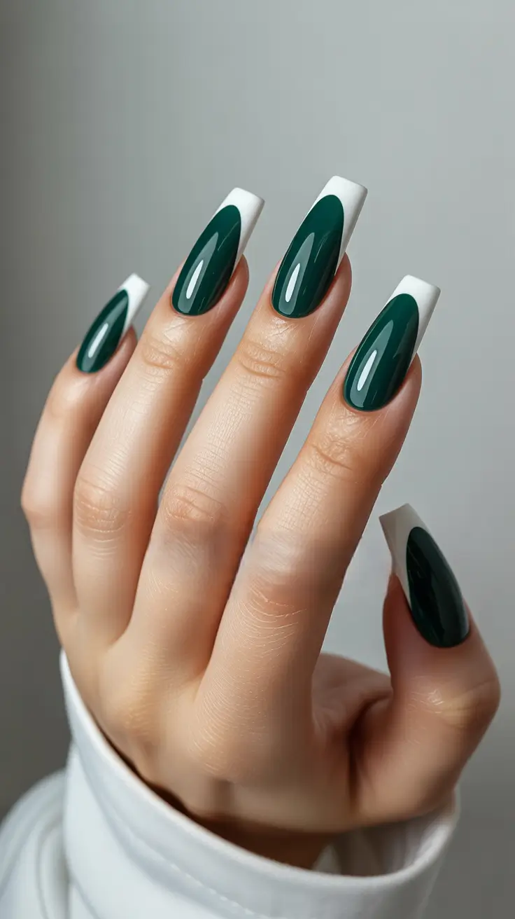 christmas french nails ideas 2025 Emerald Dream French
