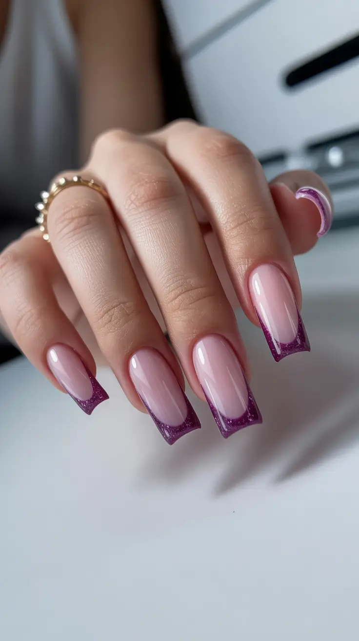 christmas french nails ideas 2025 Violet Frost French