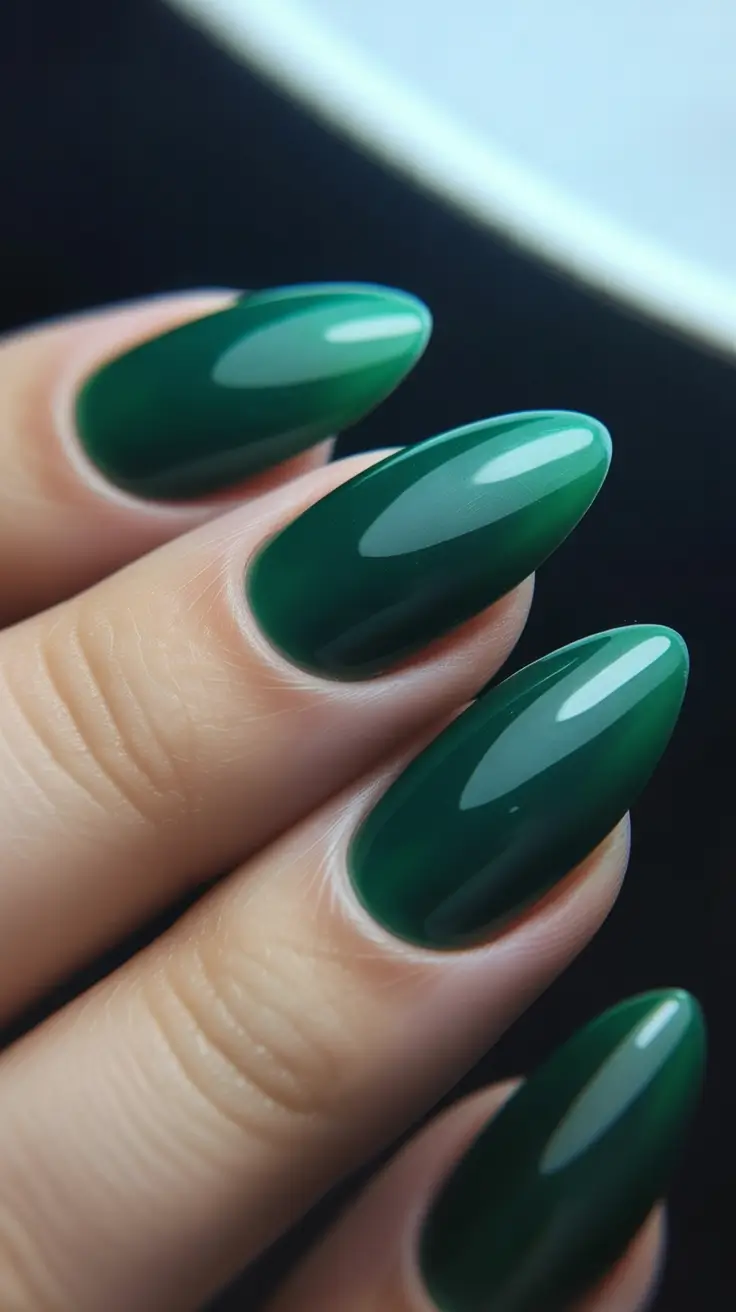 christmas gel nails ideas 2025 Emerald Evergreen