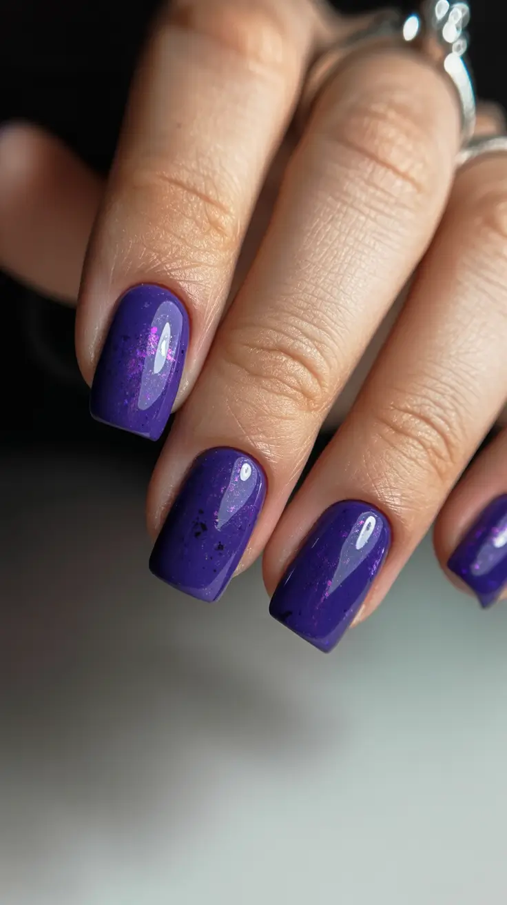 christmas gel nails ideas 2025 Royal Violet Shine