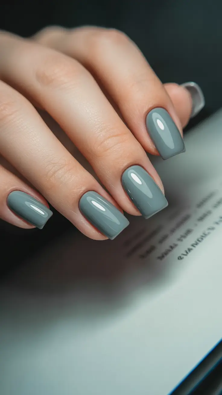 christmas gel nails ideas 2025 Modern Gray Minimalism
