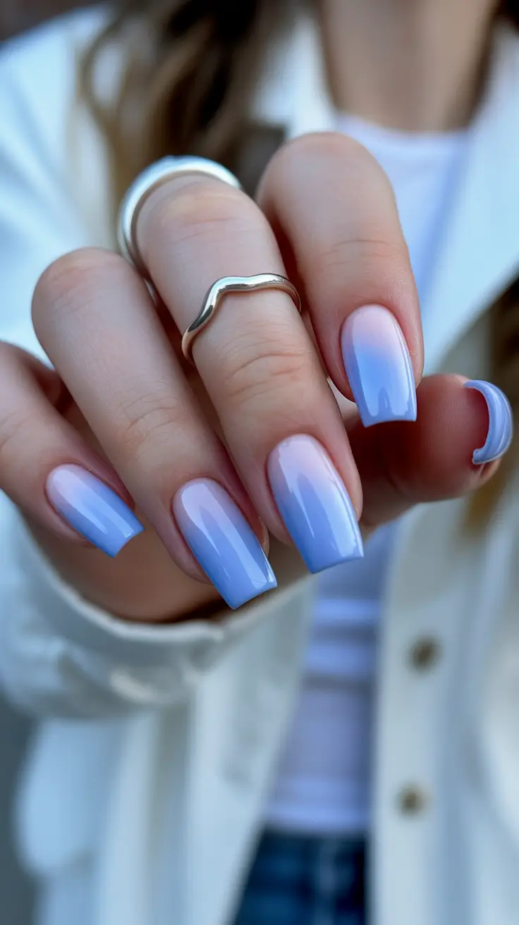 christmas gel nails ideas 2025 Frosted Lavender Ombre