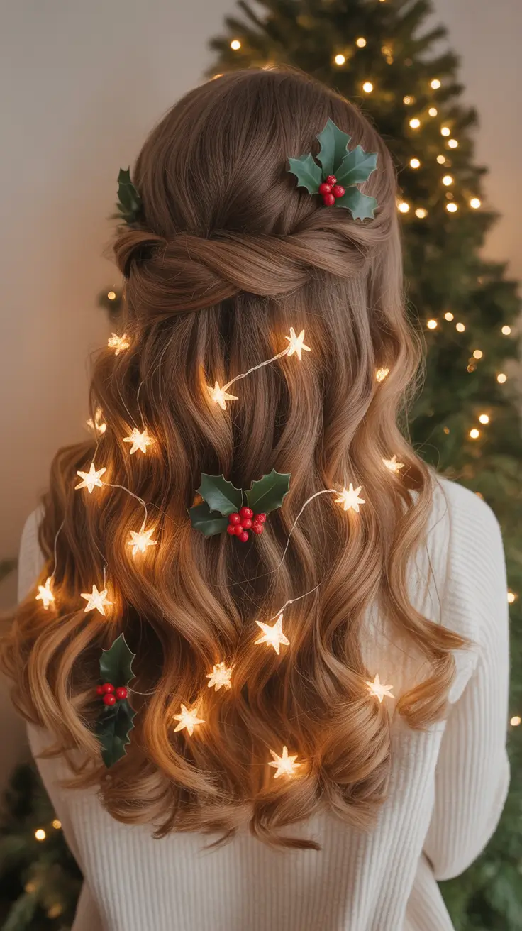 Christmas Hairstyles 2025 Twinkling Curls with Holiday Glow