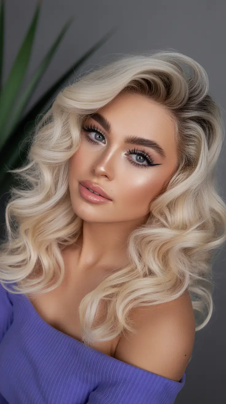 Christmas Hairstyles 2025 Old Hollywood Platinum Waves