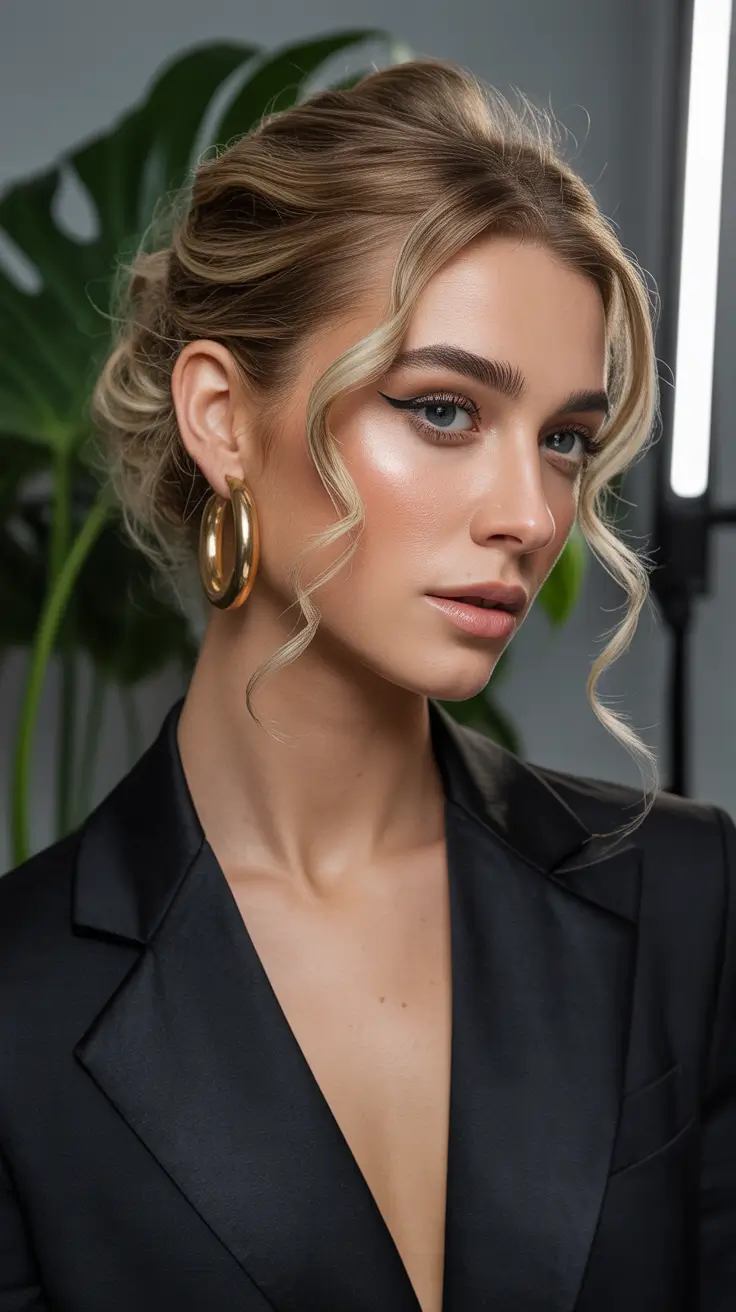 Christmas Hairstyles 2025 Gilded Glamour Updo