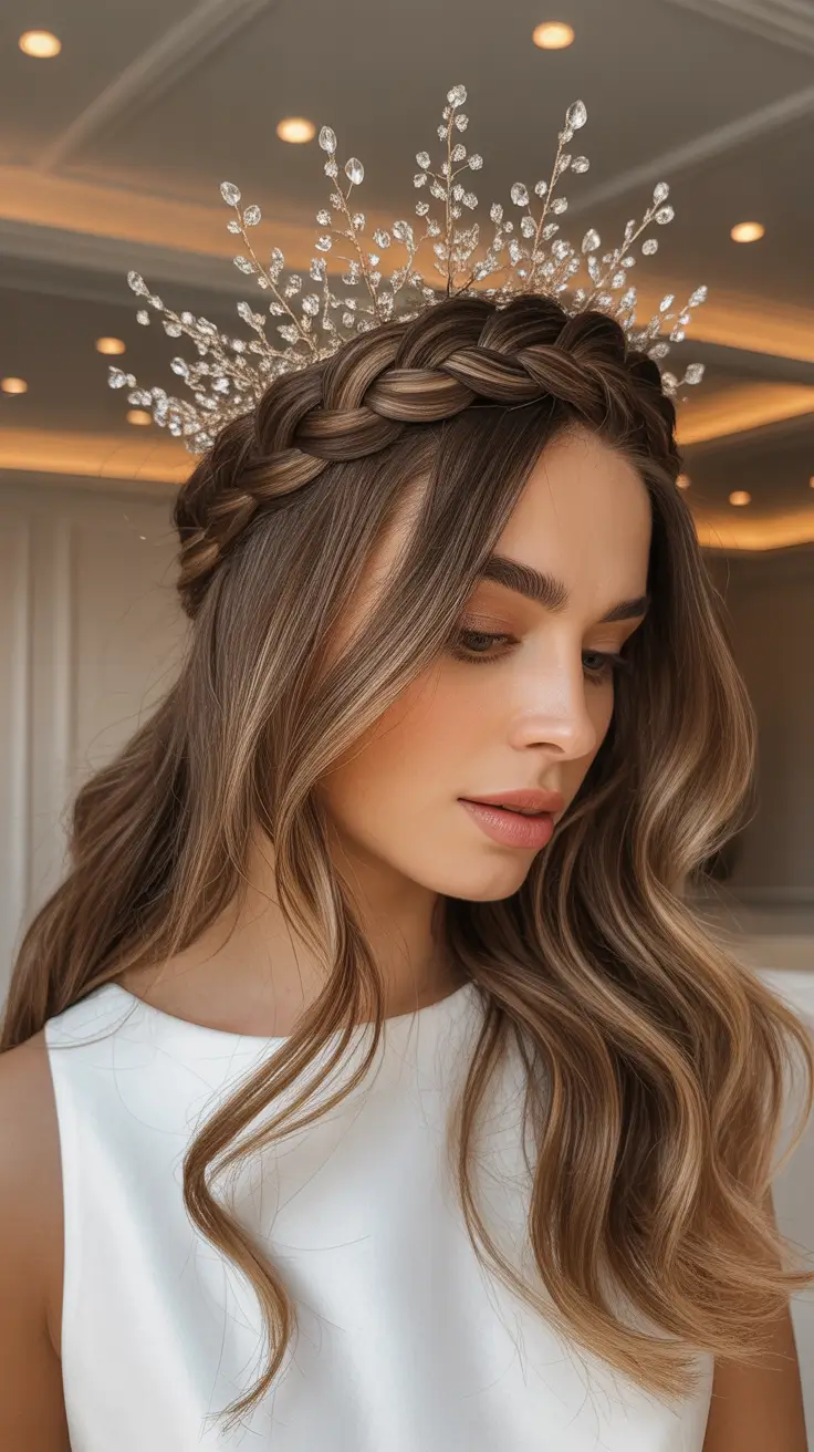 Christmas Hairstyles 2025 Frosted Braid Crown
