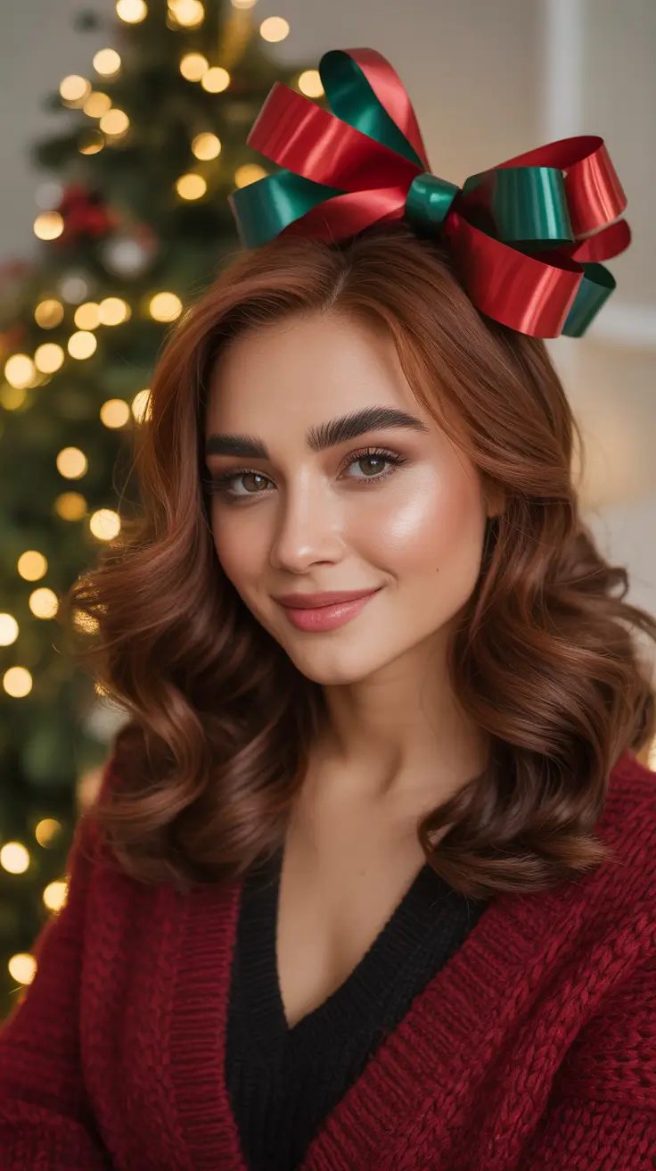 Christmas Hairstyles 2025 Festive Ribbon Bow