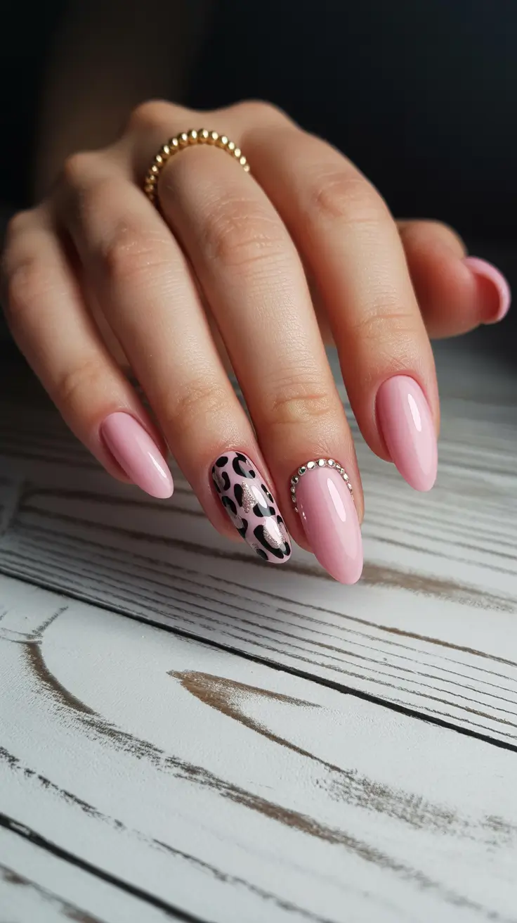christmas nail art ideas 2025 Rosy Leopard Luxe