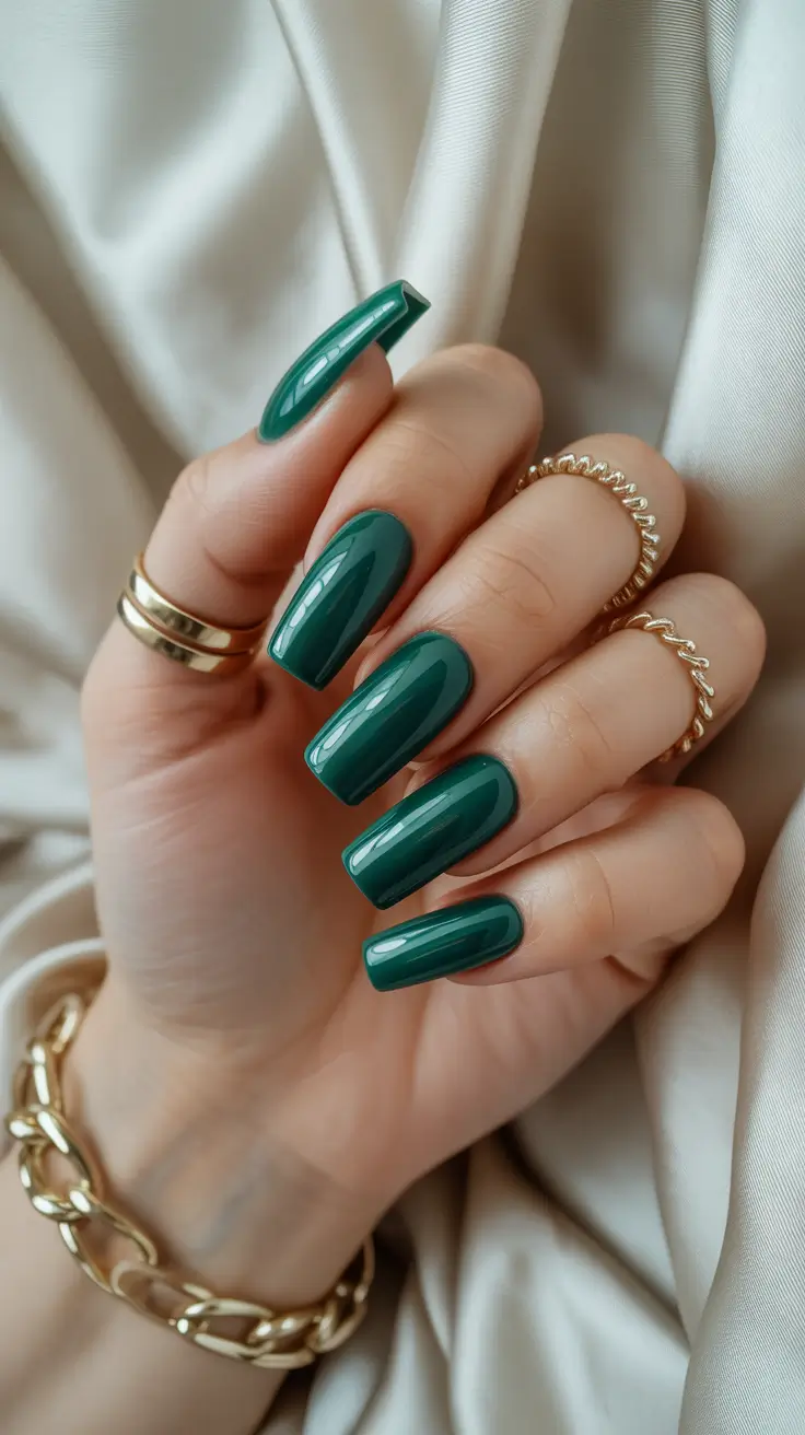 christmas nail art ideas 2025 Emerald Gloss Perfection