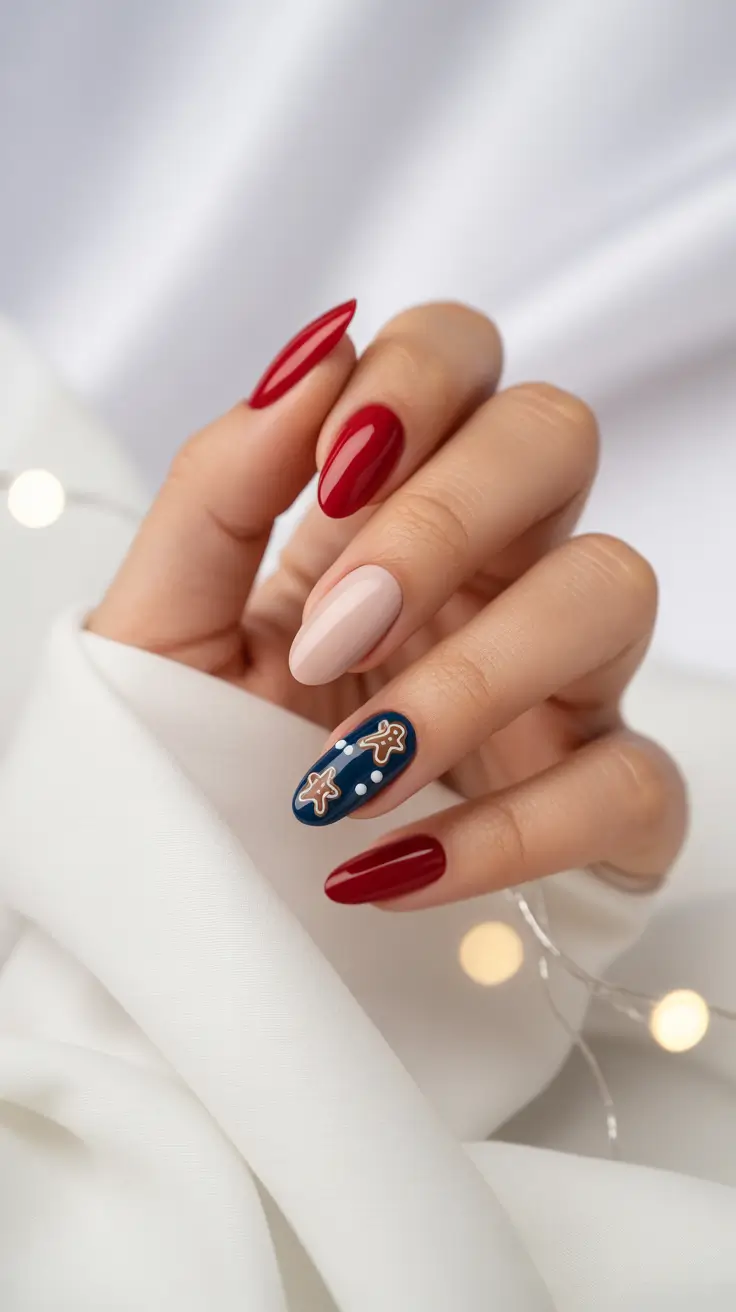 christmas nail art ideas 2025 Gingerbread Dreams