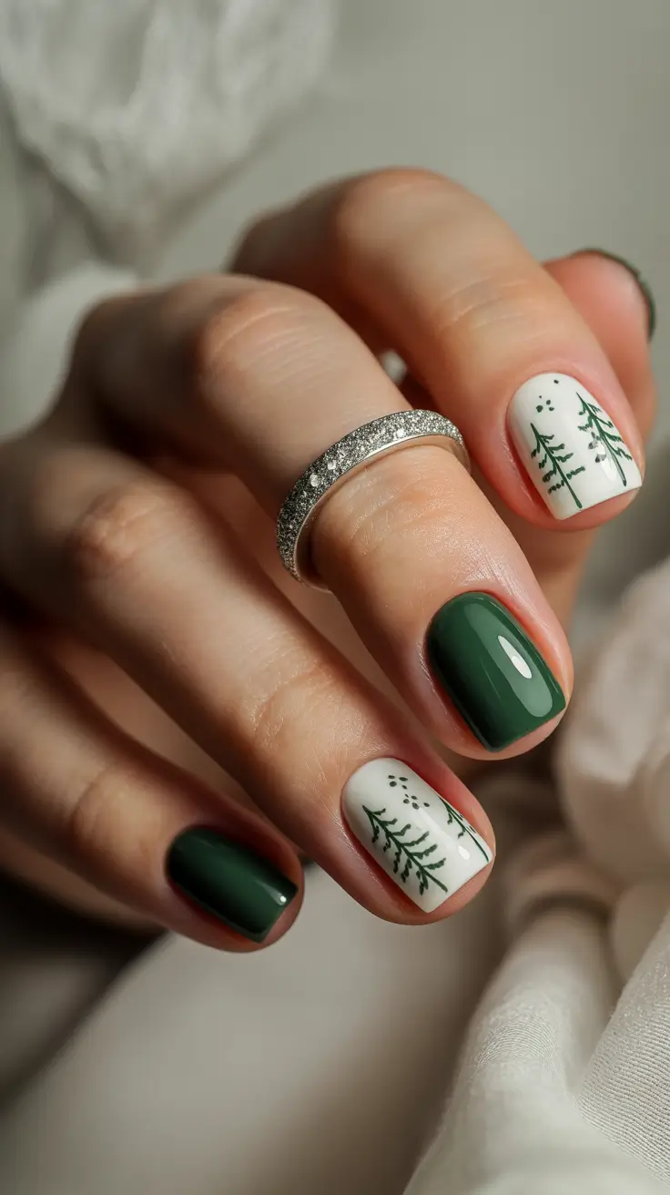 christmas nail art ideas 2025 Evergreen Whispers