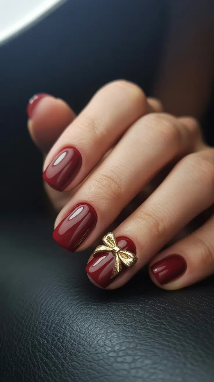 christmas nail art ideas 2025 Red Velvet Charm