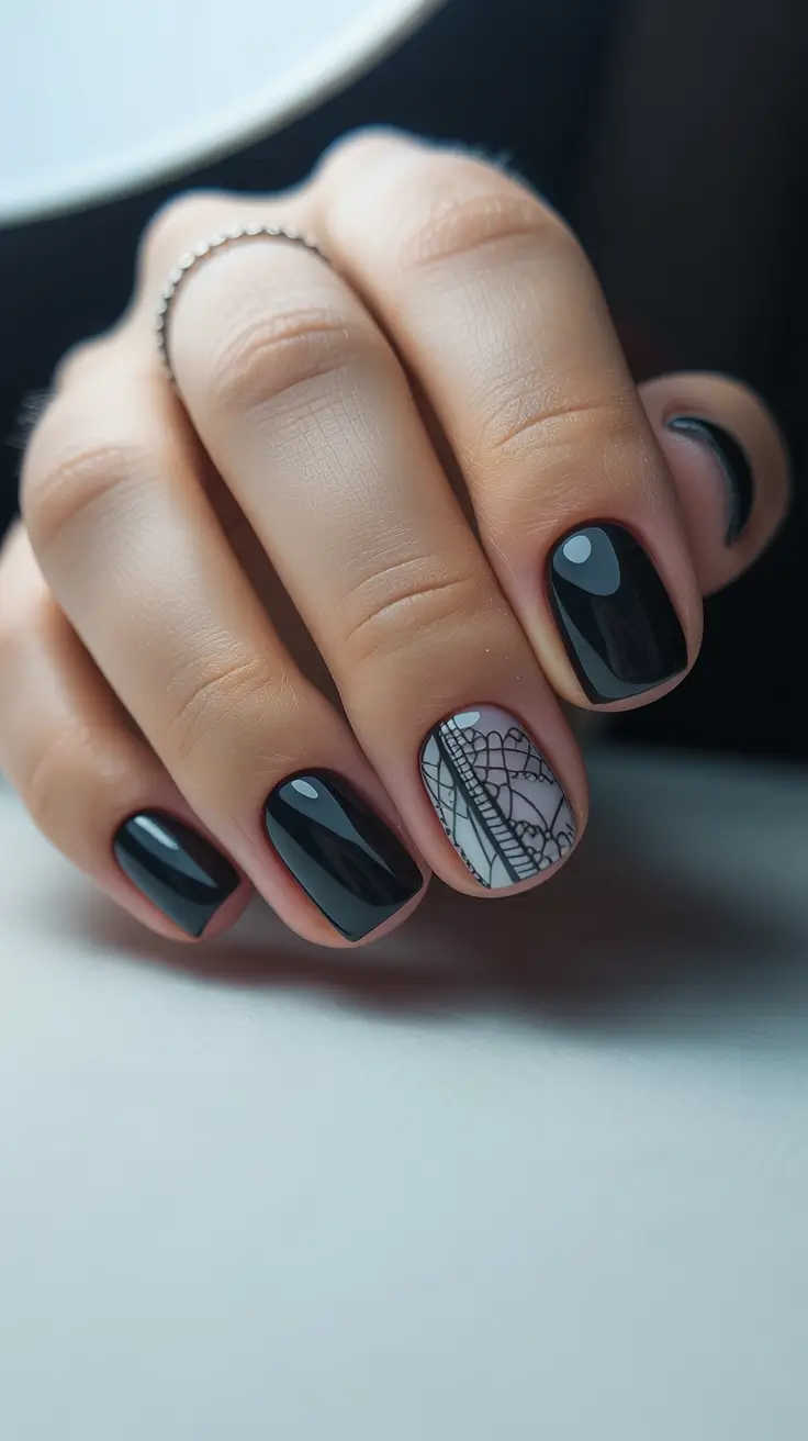 christmas nail art ideas 2025 Midnight Lace
