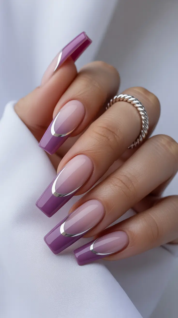 christmas nail art ideas 2025 Frosted Orchid Elegance