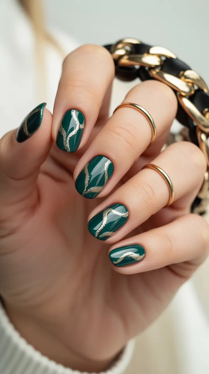 christmas nail art ideas 2025 Emerald Gleam