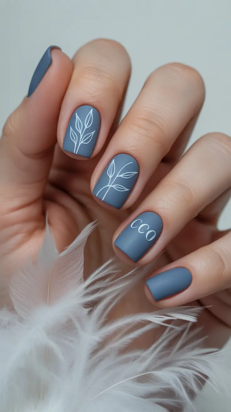 christmas nail color ideas 2025 Frosted Leaf Minimalism