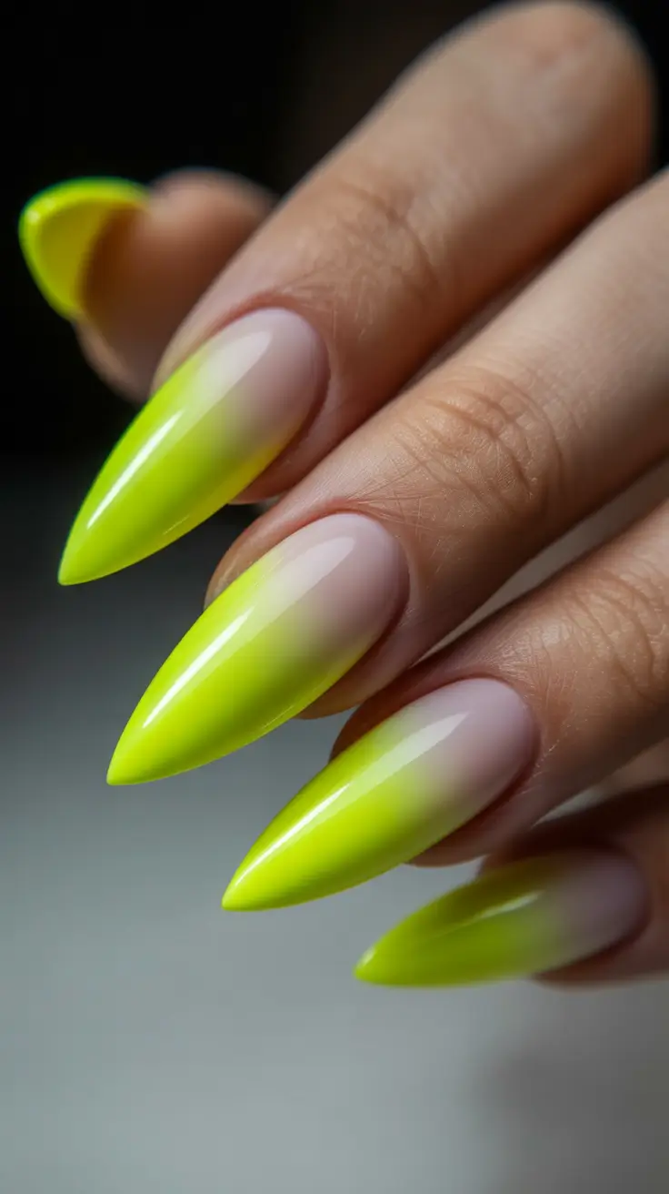 christmas nail color ideas 2025 Neon Frost Fade