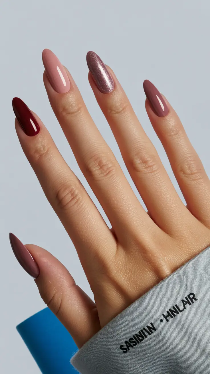 christmas nail color ideas 2025 Berry Mocha Gradient
