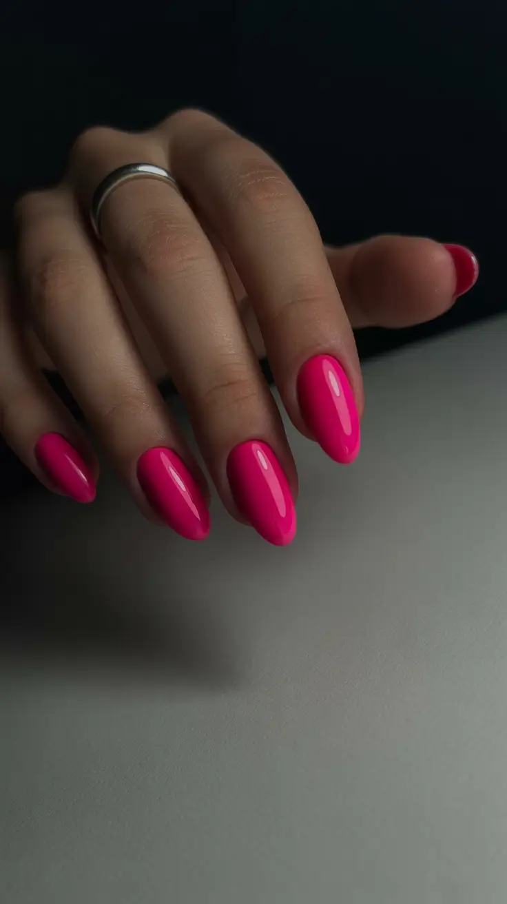 christmas nail color ideas 2025 Classic Candy Pink