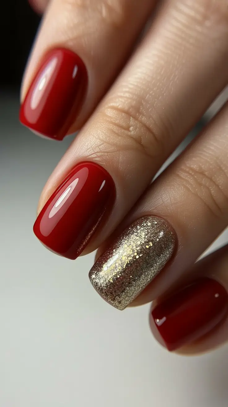 christmas nail color ideas 2025 Golden Holiday Luxe
