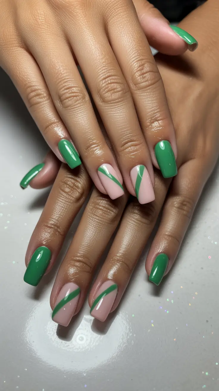 christmas nail design ideas 2025 mint candy swirl