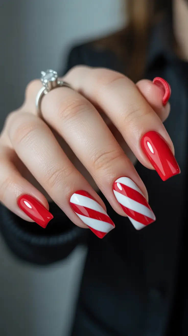 christmas nail design ideas 2025 peppermint swirl bliss